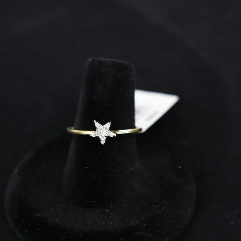 14K Yellow Gold Plated Sterling Silver, Diamond‎ Star, Ring - H/I Size 7
